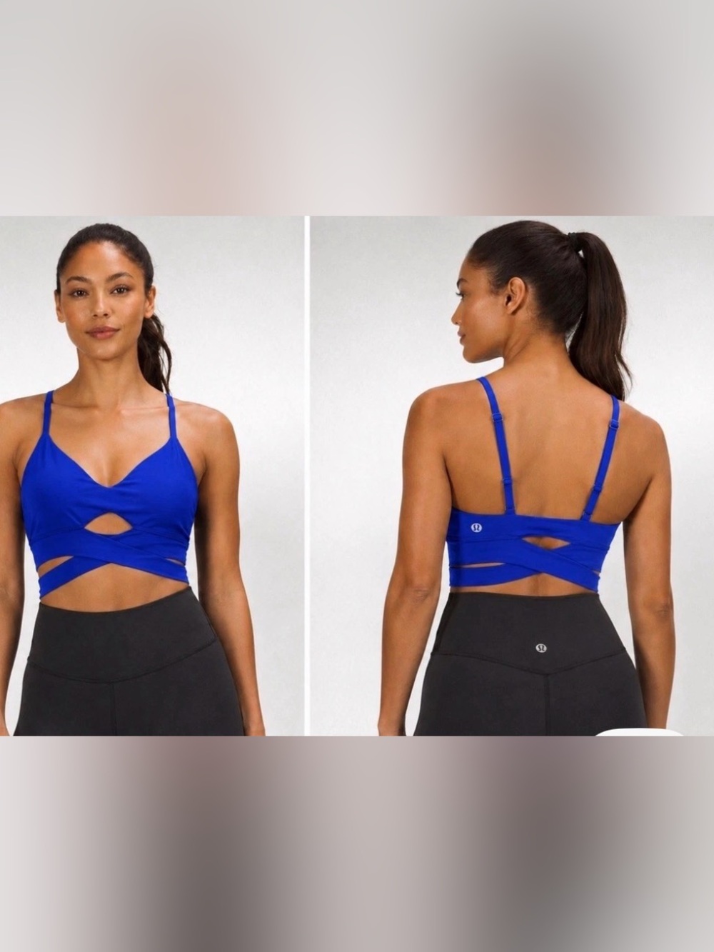 NWT Authentic Lululemon V-Neck Crossover Underband Bra Blue LW2EISS